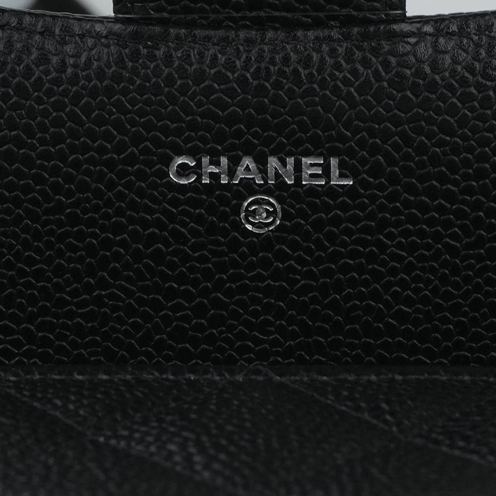 CHANEL LONG FLAP WALLET 香奈兒 魚子醬牛皮長夾 黑 / 銀扣 
