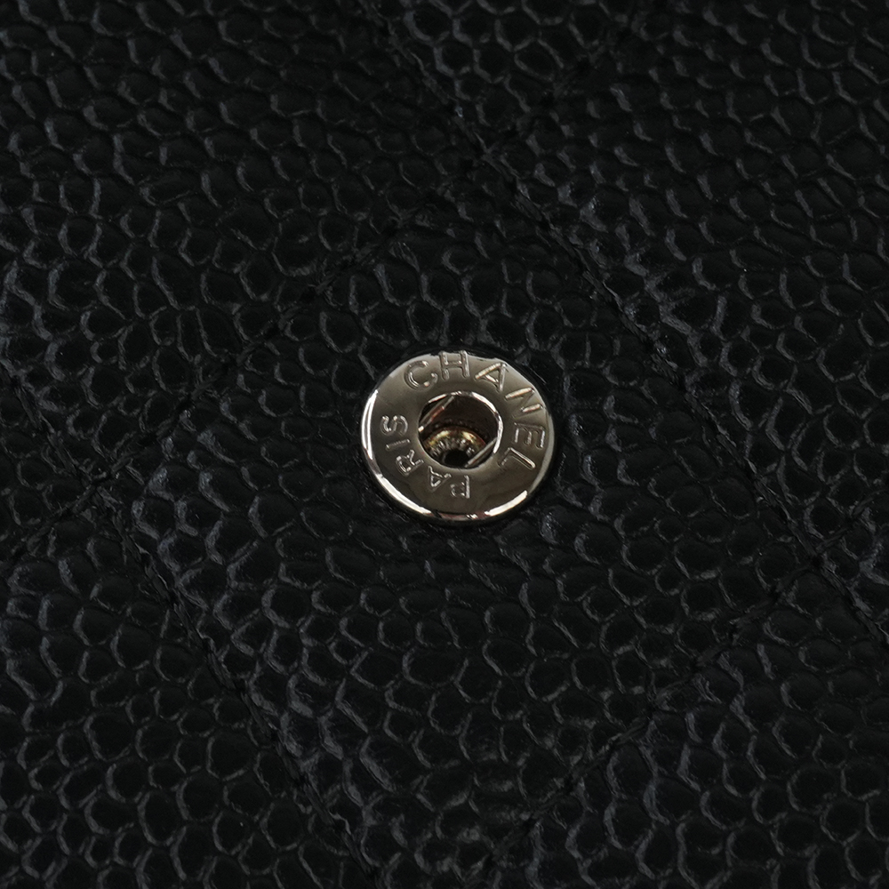 CHANEL LONG FLAP WALLET 香奈兒 魚子醬牛皮長夾 黑 / 銀扣 