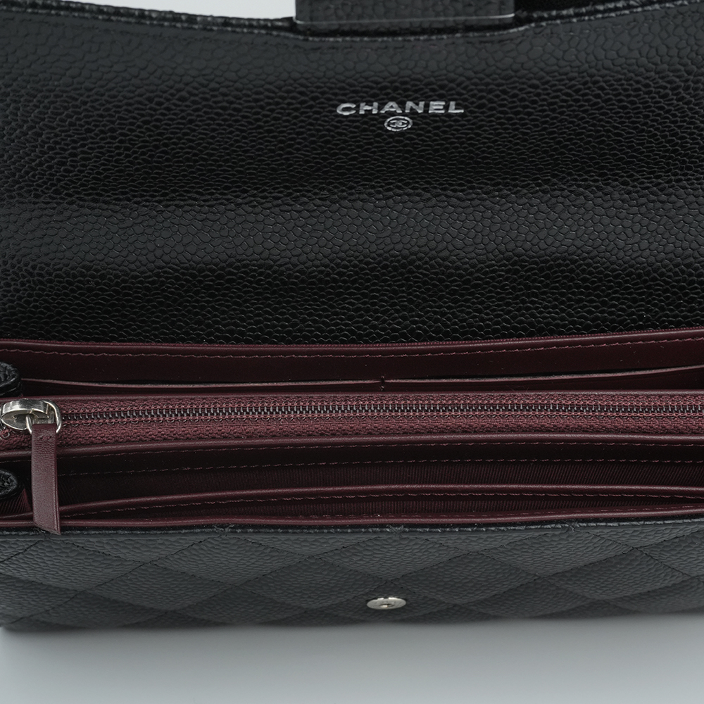 CHANEL LONG FLAP WALLET 香奈兒 魚子醬牛皮長夾 黑 / 銀扣 