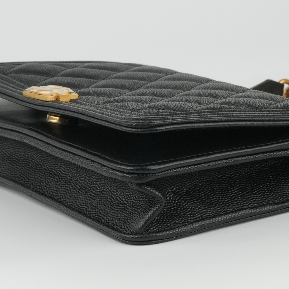 Boy Chanel Woc  經典菱格小牛皮多卡鏈條包 黑 / 復古金扣 