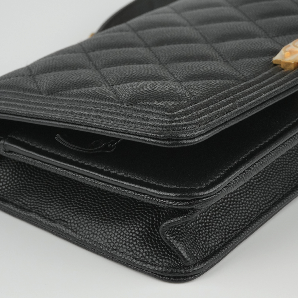 Boy Chanel Woc  經典菱格小牛皮多卡鏈條包 黑 / 復古金扣 