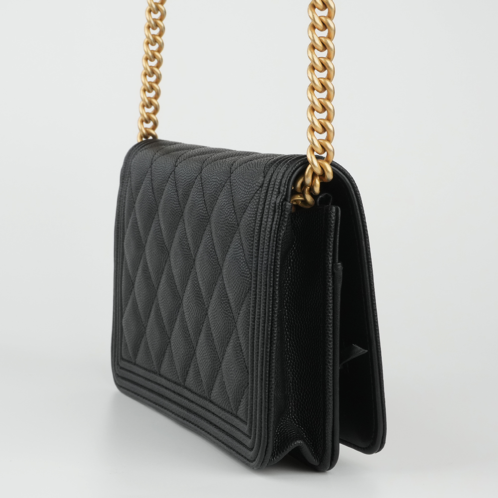 Boy Chanel Woc  經典菱格小牛皮多卡鏈條包 黑 / 復古金扣 