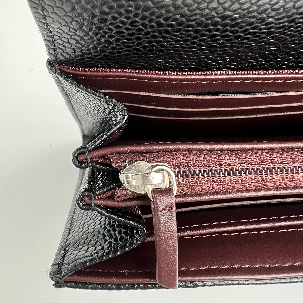 CHANEL LONG FLAP WALLET 香奈兒 魚子醬牛皮長夾 黑 / 銀扣 