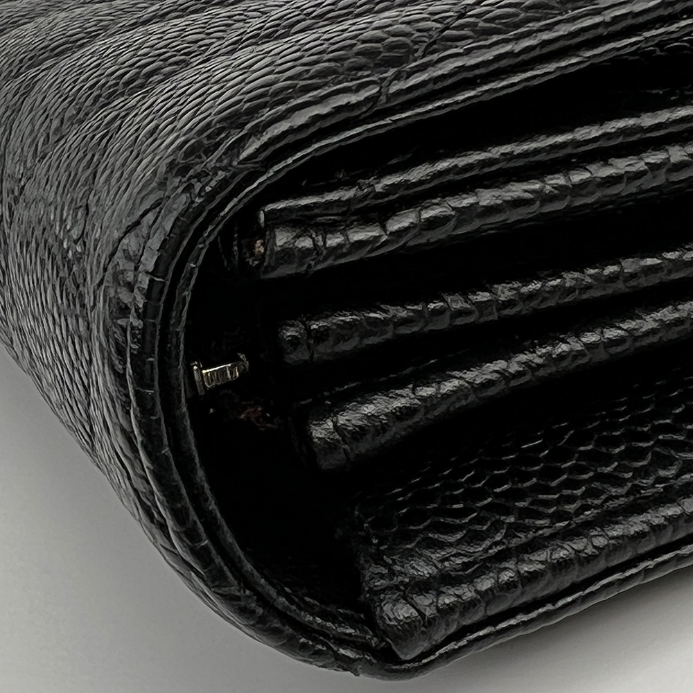 CHANEL LONG FLAP WALLET 香奈兒 魚子醬牛皮長夾 黑 / 銀扣 