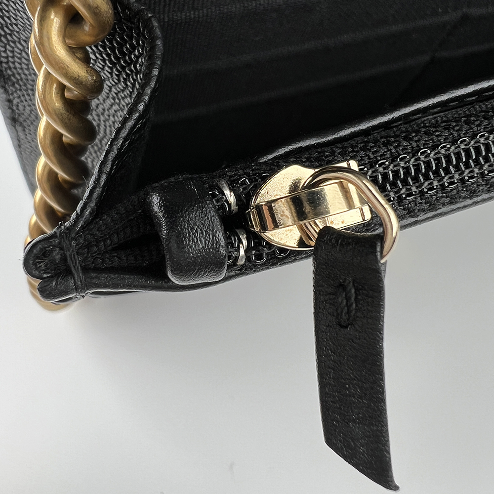 Boy Chanel Woc  經典菱格小牛皮多卡鏈條包 黑 / 復古金扣 